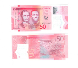 Ямайка 50 долларов 2022 год (юбилейная, полимер)