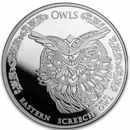 Восточная визгливая сова - Чад, 5000 франков, 2024 год