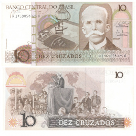 Бразилия 10 крузадо 1985 год