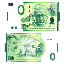 0 евро (euro) сувенирные - 100-летие Нобелевской премии по физике. Эйнштейн