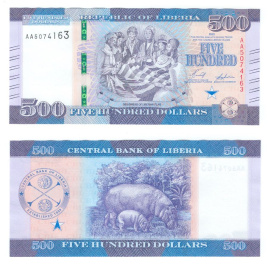 Либерия 500 долларов 2022, 2024 год