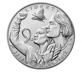  Осведомленность о раке молочной железы - США, 1 доллар, 2018 год. PROOF