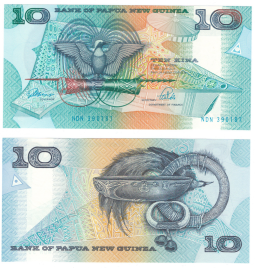 Папуа Новая Гвинея 10 кина 1988 год (птица)