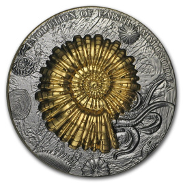 Аммонит, серия "Эволюция Земли" - 2oz, о.Ниуэ, 2018 год