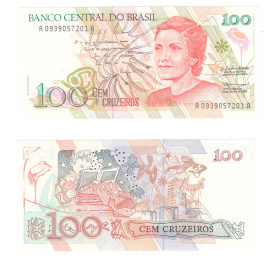 Бразилия 100 крузейро 1990 год