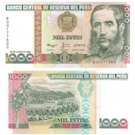 Перу 1000 инти 1988 год