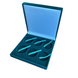 Бархатная коробка на 6 монет 46 мм зеленая