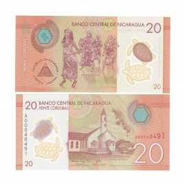 Никарагуа 20 кордоба 2014, 2019 год (полимер)