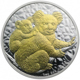 Коала с позолотой | 1 доллар | Австралия | 2008 год