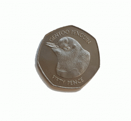 Пингвин Gentoo - о.Фалкон, 50 пенсов, 2018 год