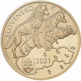 5 евро Словакия 2021 - Волк (в капсуле)