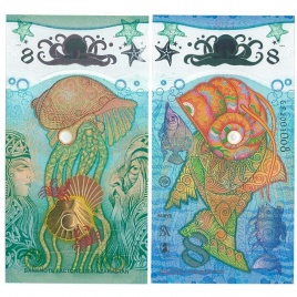 Тестовая банкнота РК "Золотая рыбка" GOLD FISH 2021 в блистере