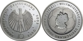Чемпионат мира по футболу 2006 (блистер) -  Германия, 10 евро, 2003 год