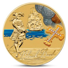 Пират Черный Барт (блистер) - Тувалу, 1 доллар, 2011 год