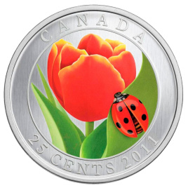 Тюльпан и божья коровка (блистер) - Канада, 25 центов, 2011 год