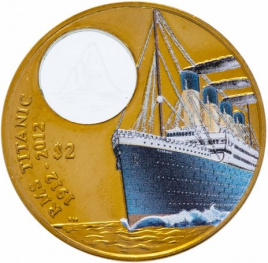 Титаник (разновидность 1) - 2 доллара, Британские Виргинские острова, 2012 год