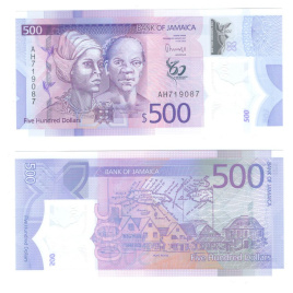Ямайка 500 долларов 2022 год (юбилейная, полимер)
