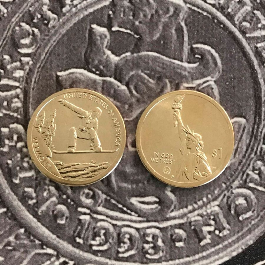 Американские инновации - Сноуборд, штат Вермонт - 2022 год, 1 доллар фото 3