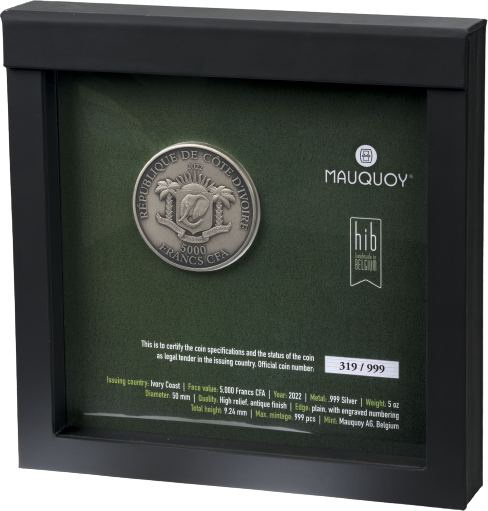 Большая пятерка Африки (5 унций) Antique finish - Кот д'Ивуар, 2022 год фото 5