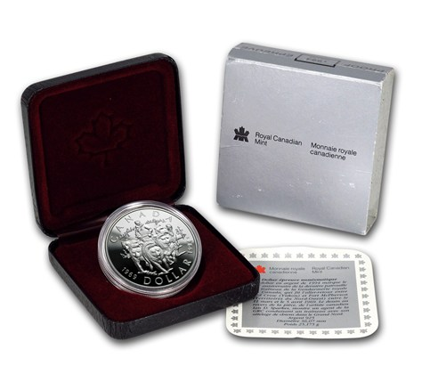 Охотник и собаками, 1 доллар, Канада, 1994 год фото 3