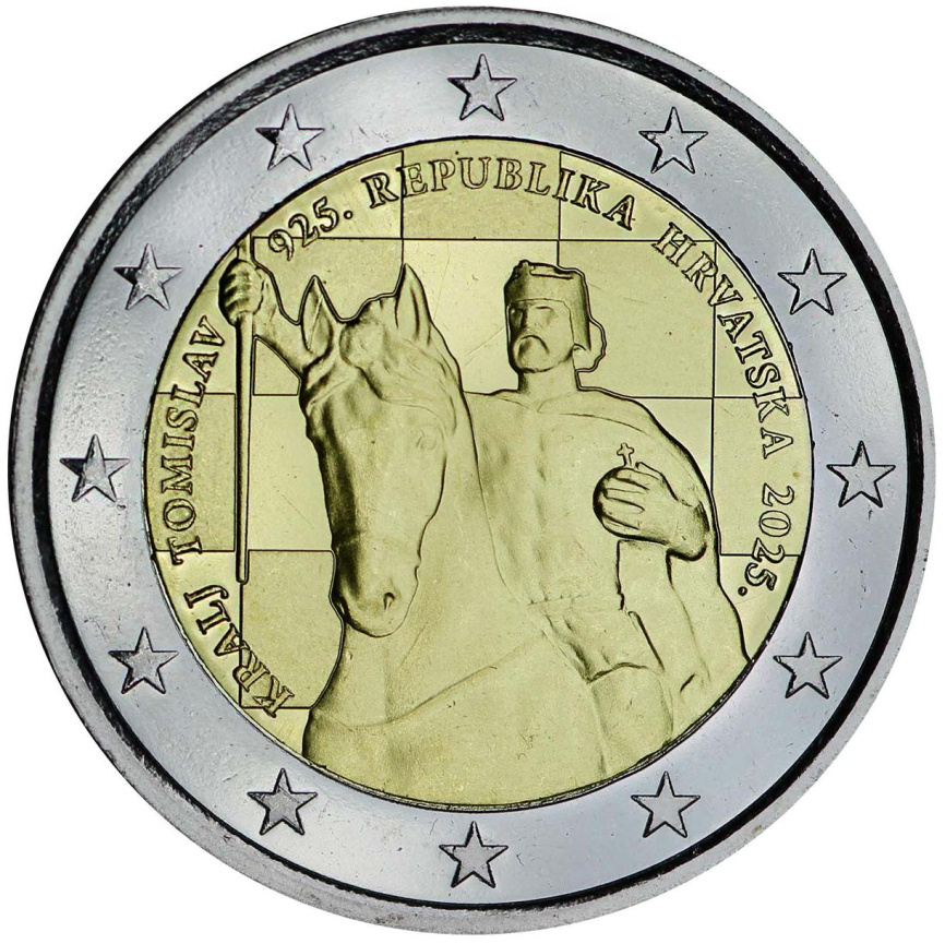 2 евро Хорватия 2025 - 1100 лет Хорватского Королевства. Король Томислав фото 1