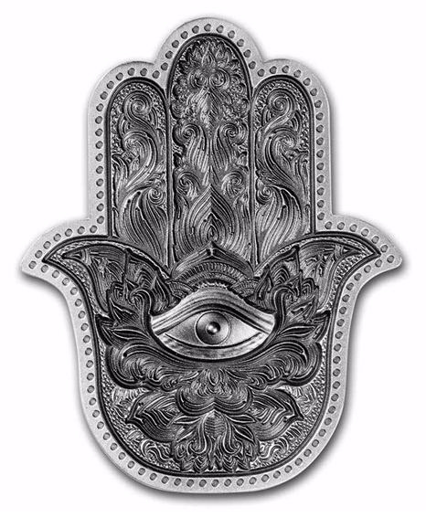 HAMSA Рука Фатимы (2 oz) - Южная Корея, серебряный жетон фото 1