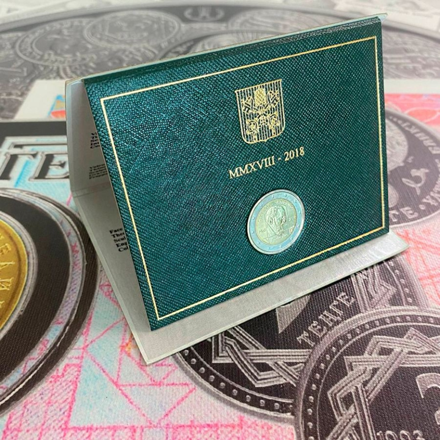 2 евро Ватикан 2018 (в блистере) - 50 лет со дня смерти Падре Пио фото 4