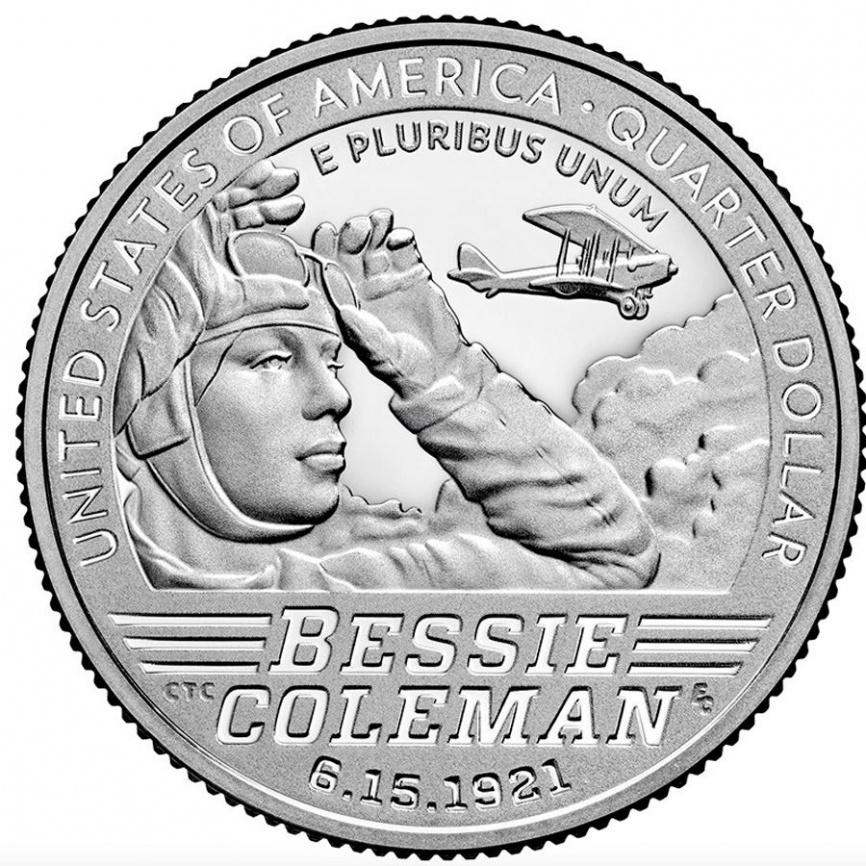 Бесси Колман, серия Женщины Америки - 25 центов, США, 2023 год фото 1
