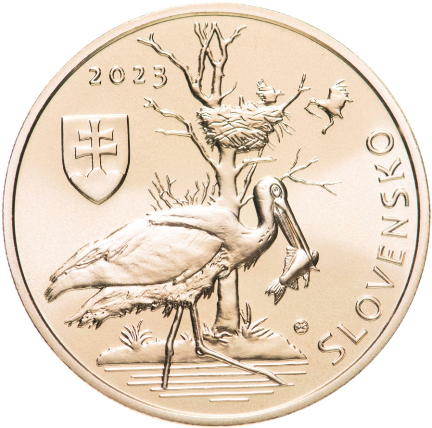 5 евро Словакия 2023 - Черный аист (в капсуле) фото 2