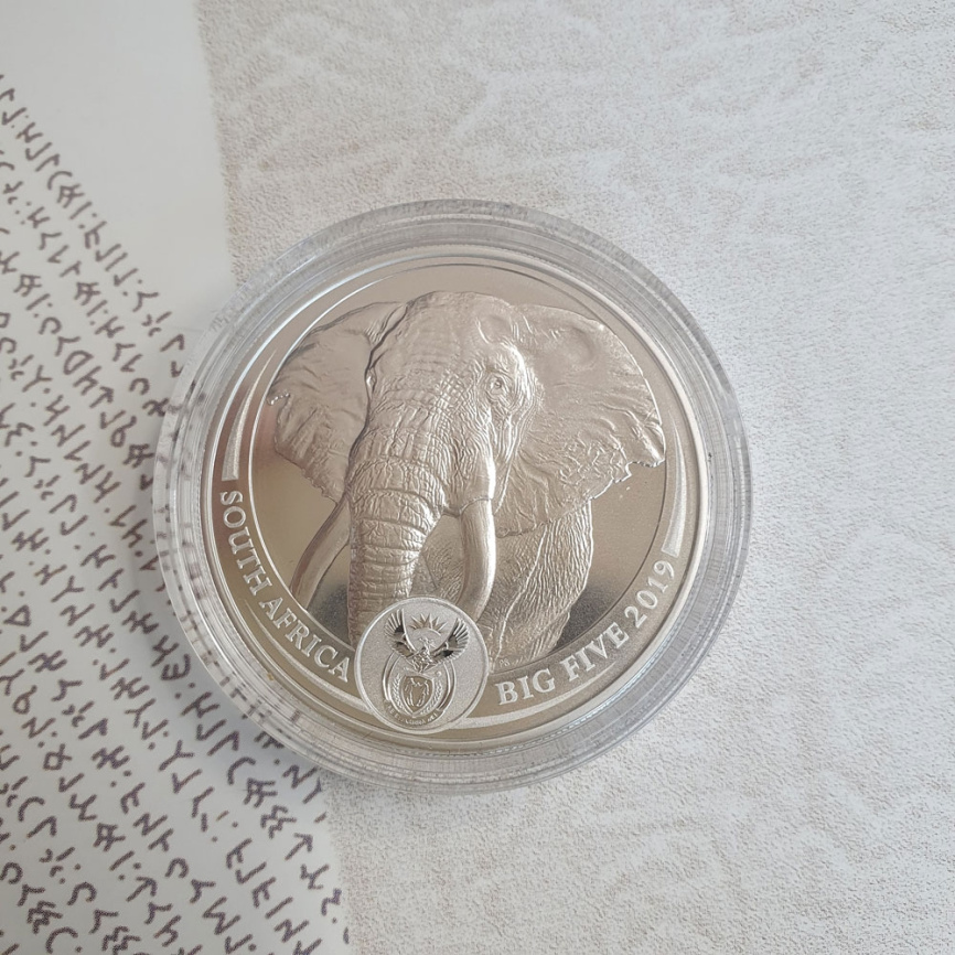 Слон, Большая пятерка Африки - Южная Африка, 5 рандов, 2019 год фото 3