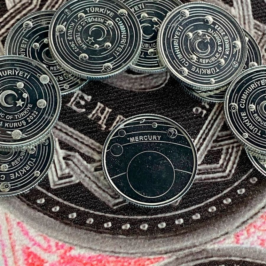 Набор "Планеты Солнечной системы" - Турция, 1 куруш, 2022 год (алюминий) фото 9