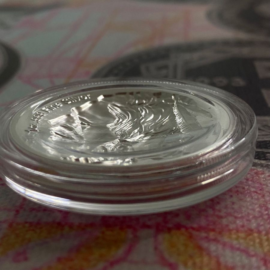 Раунд США Индеец, выпуклая - серебро 1 унция фото 4