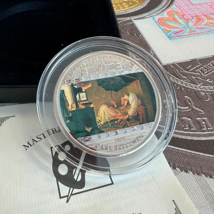 Бедный поэт (Карл Шпицвег), Шедевры искусства - о.Кука, 3oz, 2009 фото 2