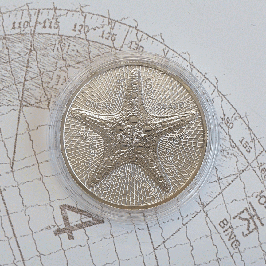 Морская звезда - о.Кука, 1 доллар, 2019 год фото 3