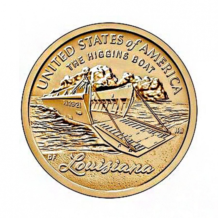 Американские инновации "Катер Хиггинса (Луизиана)" - 1 доллар, 2023 год, США фото 1