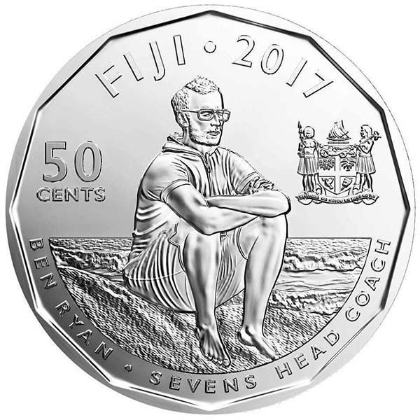 Регби. Золотая медаль на Олимпиаде - Фиджи 50 центов 2017 фото 2