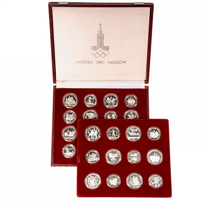 Набор монет СССР "Летние Олимпийские игры 1980" 5 и 10 рублей (28 монет) фото 1