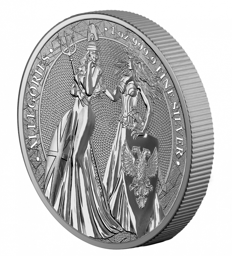 Аллегории Британия и Германия (Britannia & Germania) - GERMANIA MINT, 2019, серебро 1 oz фото 3