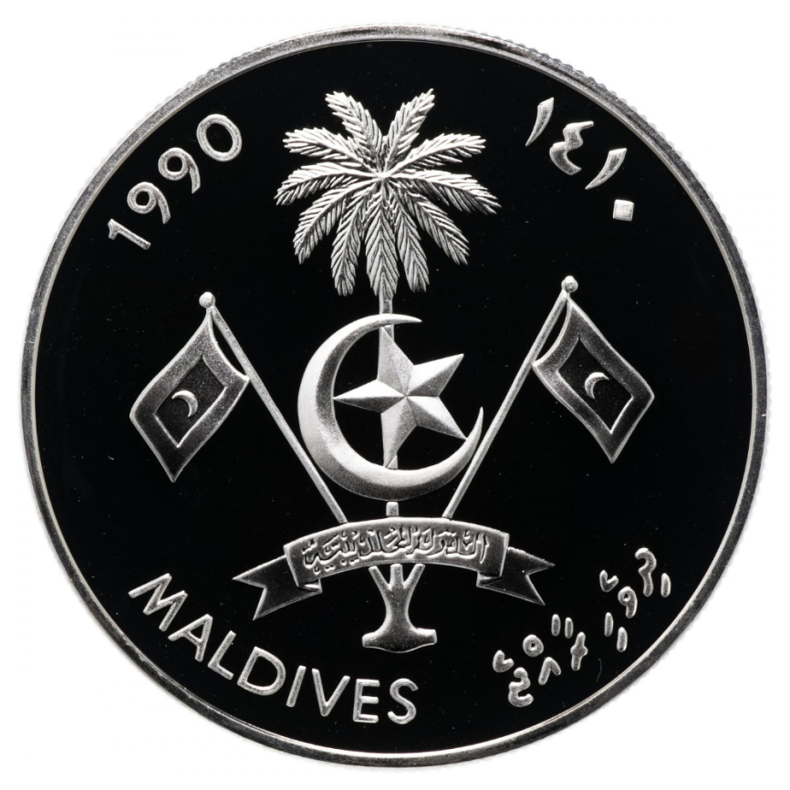 Мальдивская шхуна, Мальдивы, 250 руфий 1990 год фото 2