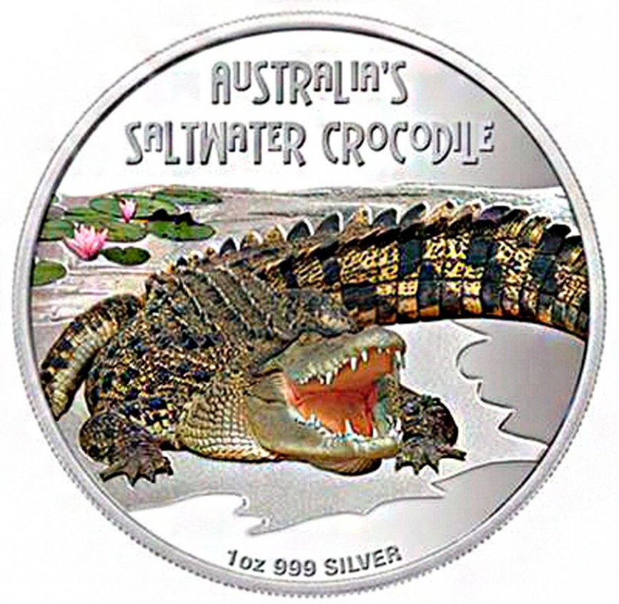 Морской крокодил, серия DANGER - Тувалу, 2009 год, 1oz фото 1