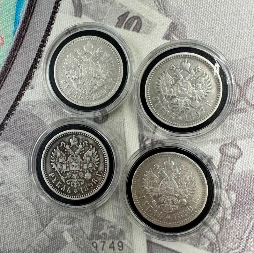 Подборка рублей Николая II 1896-1899 года в футляре (4 шт) фото 5