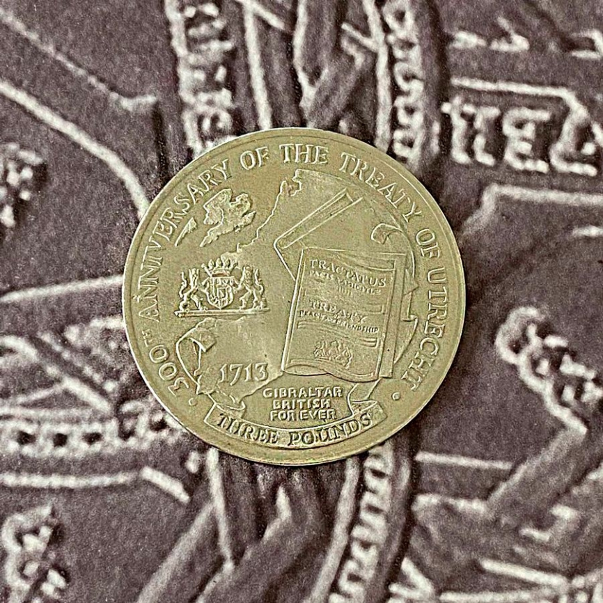 300-летие Утрехтского договора - Гибралтар - 3 фунта - 2013 год фото 3