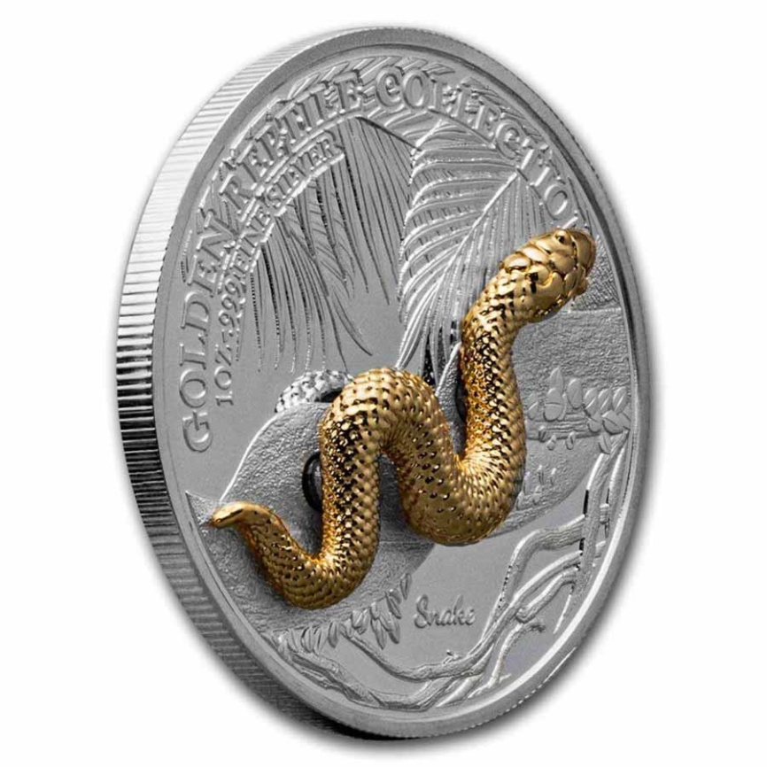 Набор "Золотая коллекция рептилий" 3D-вставка, золочение - Самоа, 5 долларов фото 5