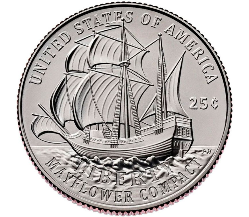 Мэйфлауэрское соглашение - США, 25 центов 2026 год фото 1
