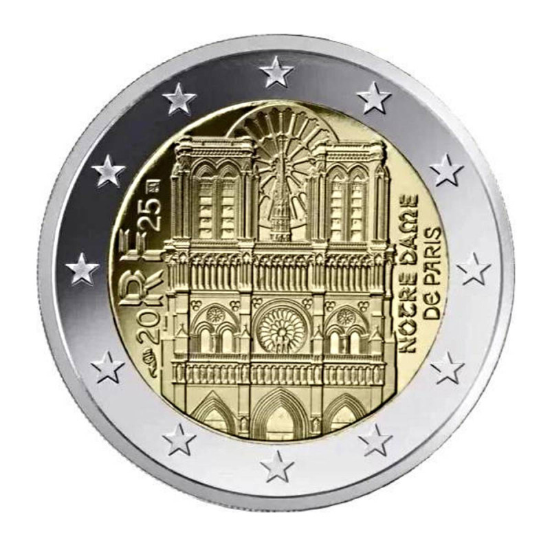 2 евро Франция 2025 - Собор Парижской Богоматери фото 1