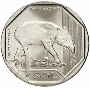 Горный тапир (Tapir andino) - "Фауна Перу", 1 соль (sol) 2018 год, Перу фото 1