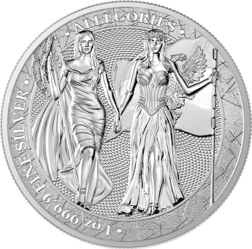 Аллегории Колумбия и Германия (Columbia & Germania) - GERMANIA MINT, 2019, серебро 1 oz фото 1