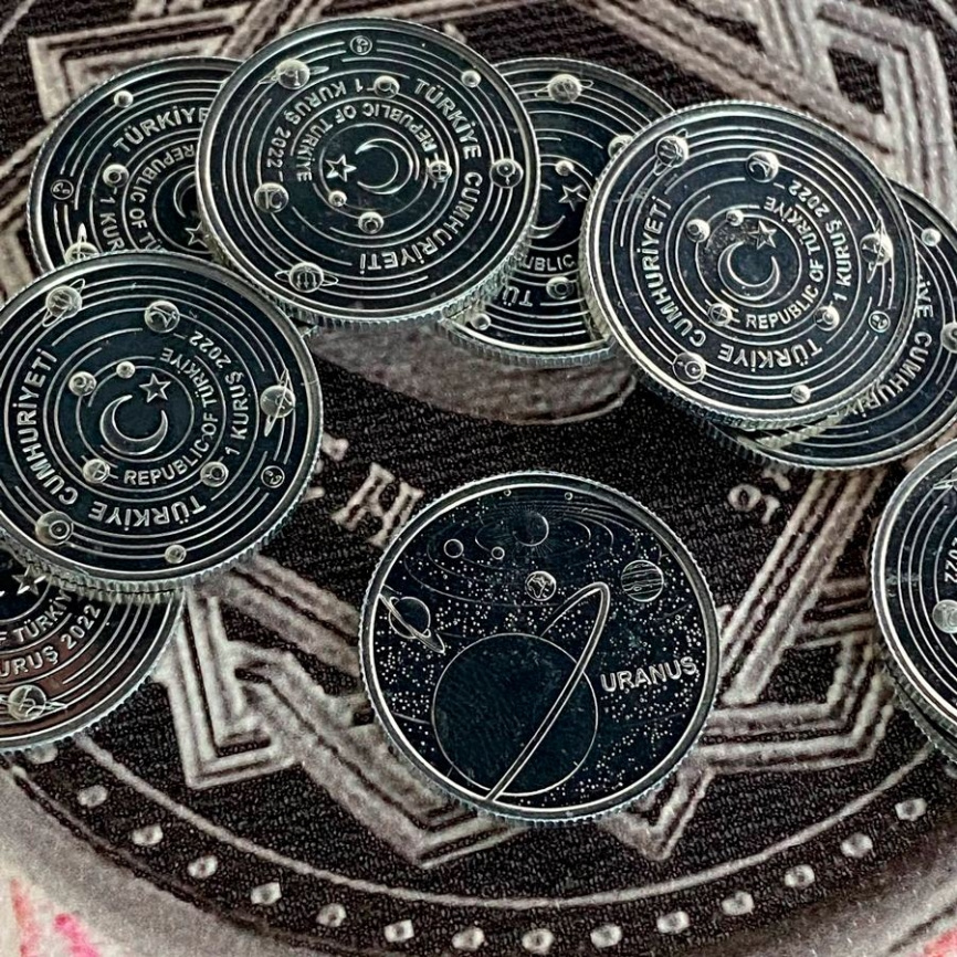 Набор "Планеты Солнечной системы" - Турция, 1 куруш, 2022 год (алюминий) фото 12