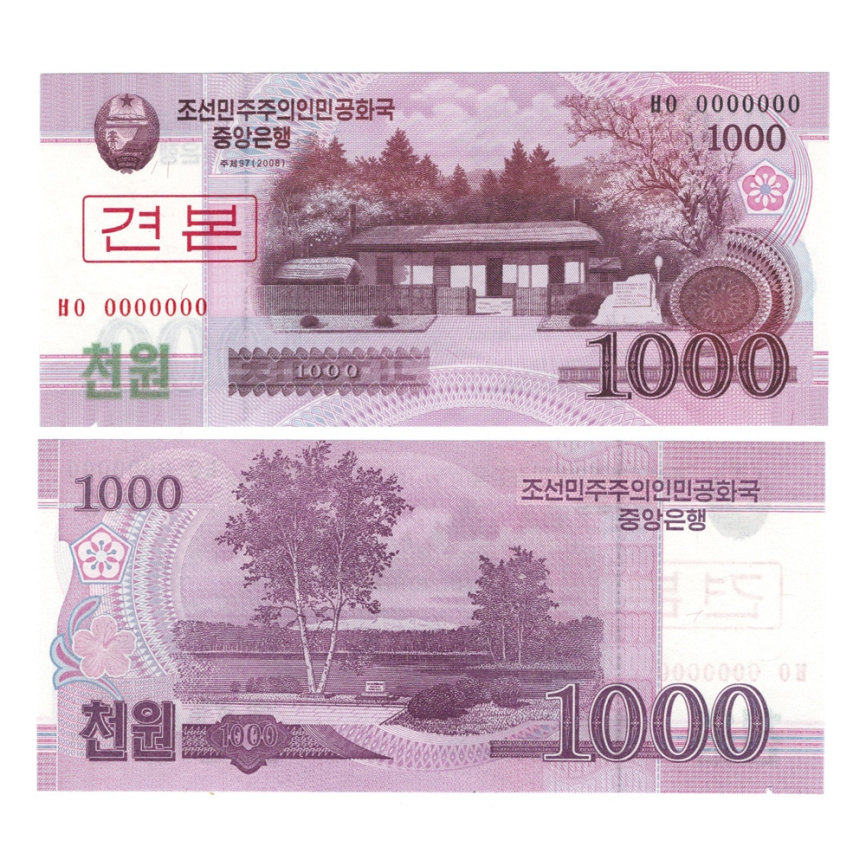 Северная Корея 1000 вон 2008 год (тестовая) фото 1
