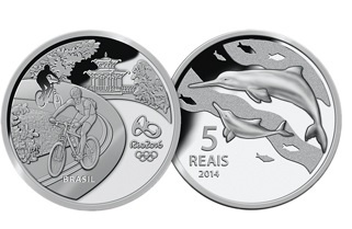 Дельфины, 5 реалов, Бразилия  - Олимпиада в Рио 2016 фото 1